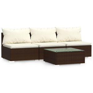 Set Divani da Giardino 4 pz con Cuscini in Polyrattan Marrone cod mxl 44668