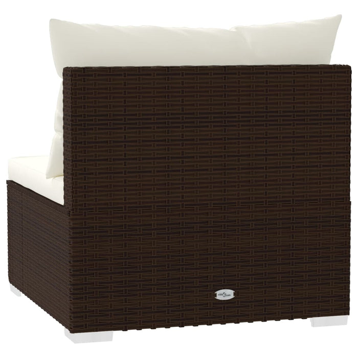 Divano a 4 Posti con Cuscini in Polyrattan Marrone 317508