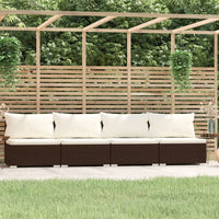 Divano a 4 Posti con Cuscini in Polyrattan Marrone 317508