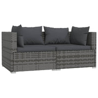 Set Divani da Giardino 3 pz con Cuscini in Polyrattan Grigio cod mxl 44463