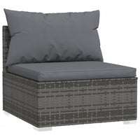 Divano a 3 Posti con Cuscini in Polyrattan Grigio 317511