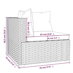 Divano a 3 Posti con Cuscini in Polyrattan Grigio 317511