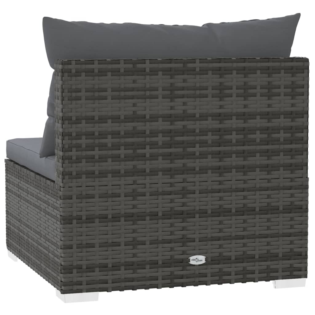 Divano Centrale da Giardino con Cuscini in Polyrattan Grigio cod mxl 75387