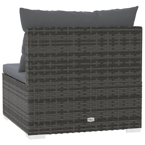 Divano Centrale da Giardino con Cuscini in Polyrattan Grigio cod mxl 75387