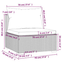 Divano Centrale da Giardino con Cuscini in Polyrattan Grigio cod mxl 75387