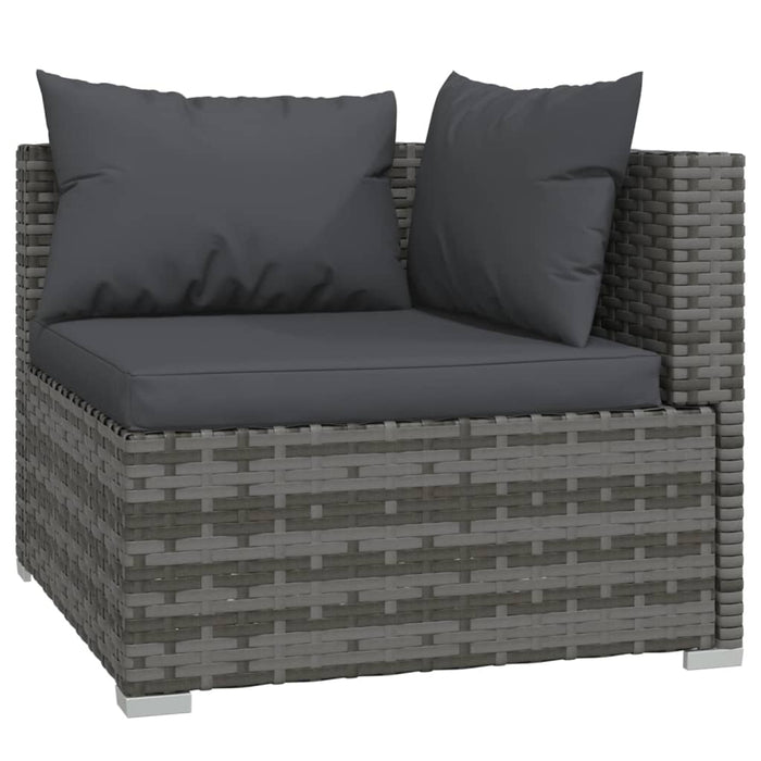 Set Divani da Giardino 3 pz con Cuscini in Polyrattan Grigio 317516