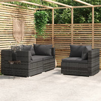 Set Divani da Giardino 3 pz con Cuscini in Polyrattan Grigio 317516