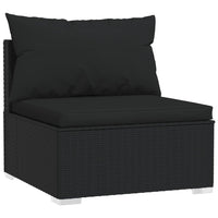 Divano Centrale da Giardino con Cuscini in Polyrattan Nero cod mxl 78405