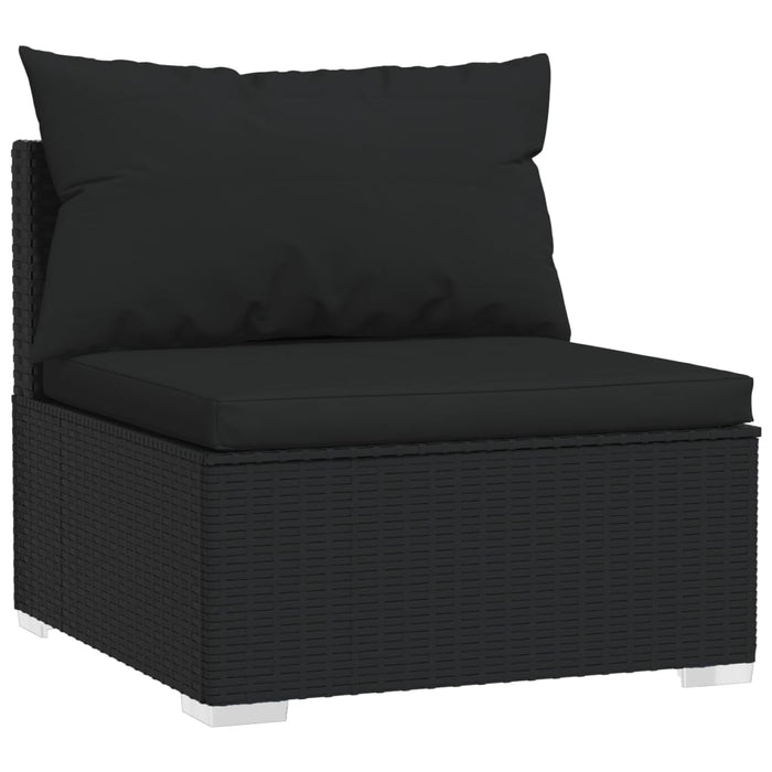 Divano a 3 Posti con Cuscini in Polyrattan Nero cod mxl 37426