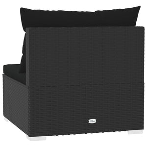 Divano a 3 Posti con Cuscini in Polyrattan Nero cod mxl 37426