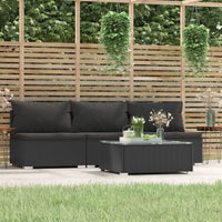 Set Divani da Giardino 4 pz con Cuscini in Polyrattan Nero 317529