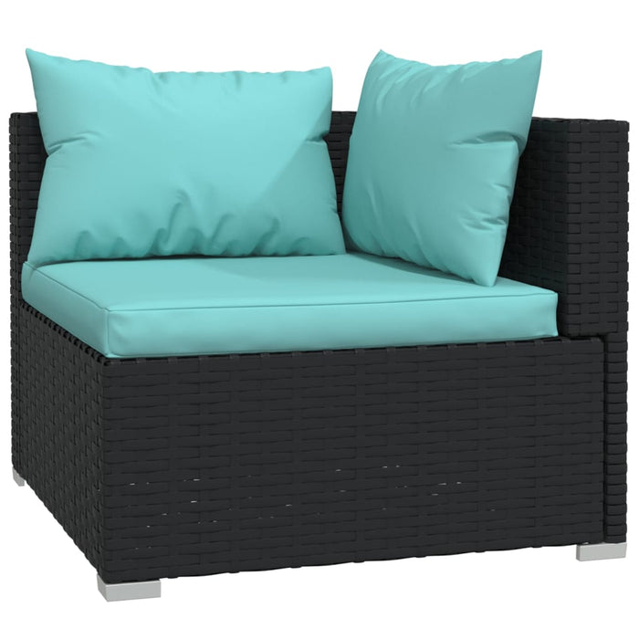 Set Divani da Giardino 4 pz con Cuscini in Polyrattan Nero 317534