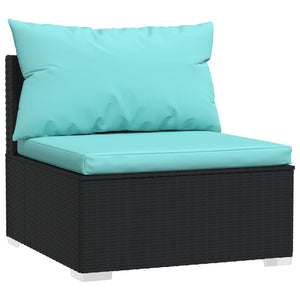 Divano a 4 Posti con Cuscini in Polyrattan Nero 317541