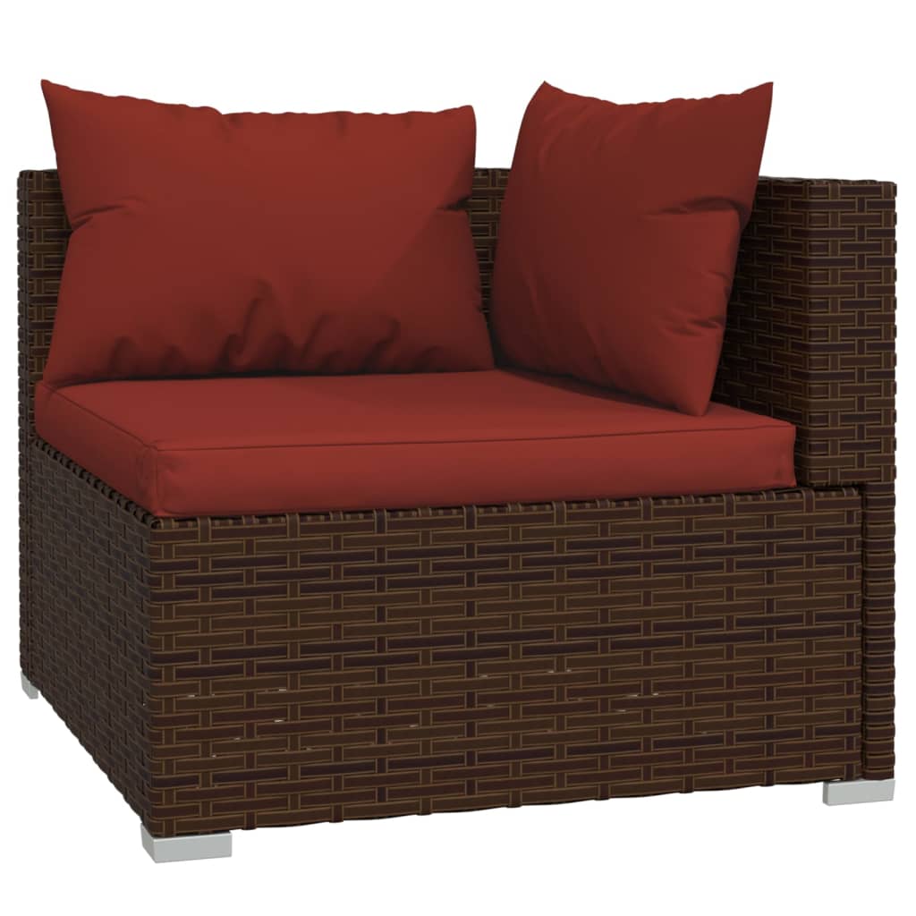 Divano a 2 Posti con Cuscini in Polyrattan Marrone cod mxl 37911