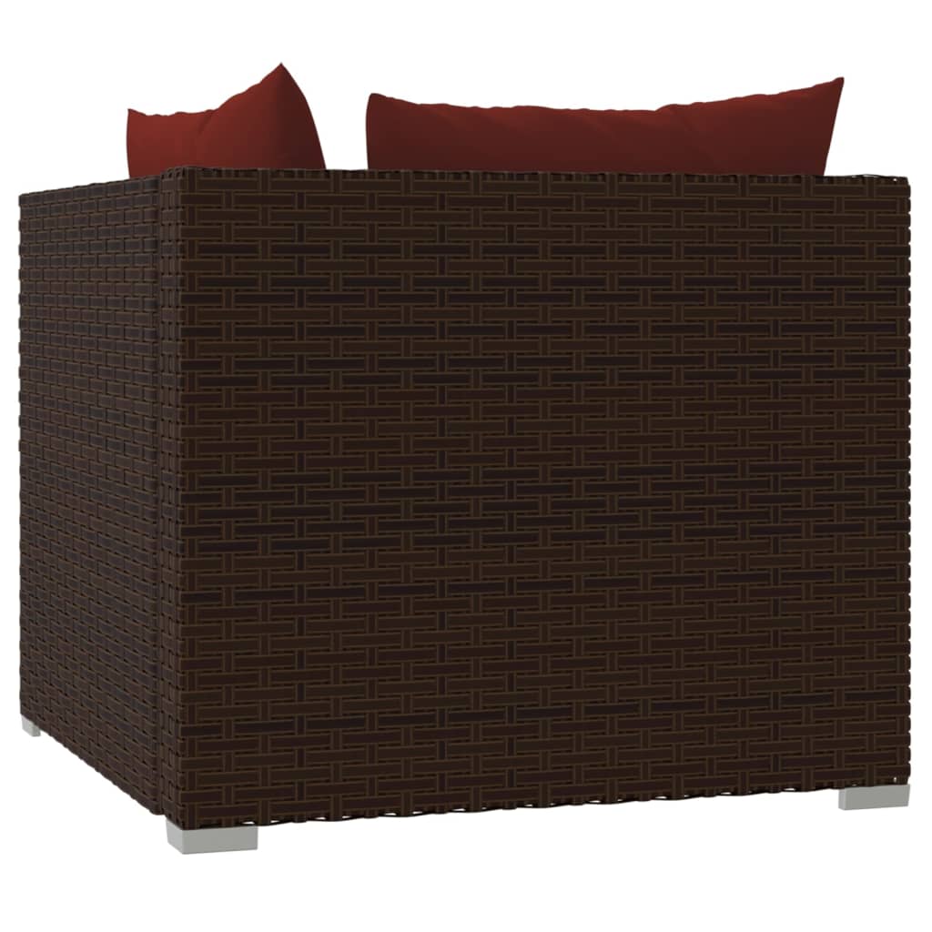 Divano a 2 Posti con Cuscini in Polyrattan Marrone cod mxl 37911