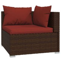 Divano a 3 Posti con Cuscini in Polyrattan Marrone 317544