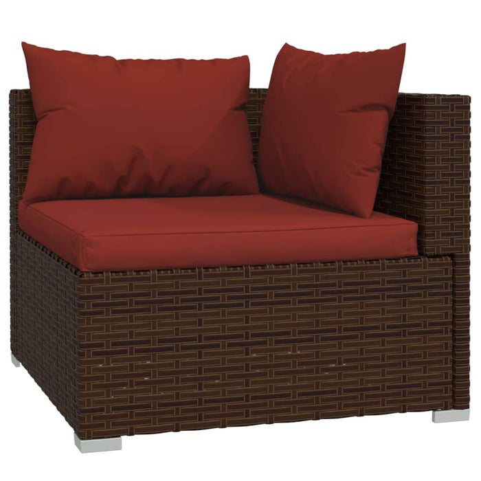 Divano a 3 Posti con Cuscini in Polyrattan Marrone 317544