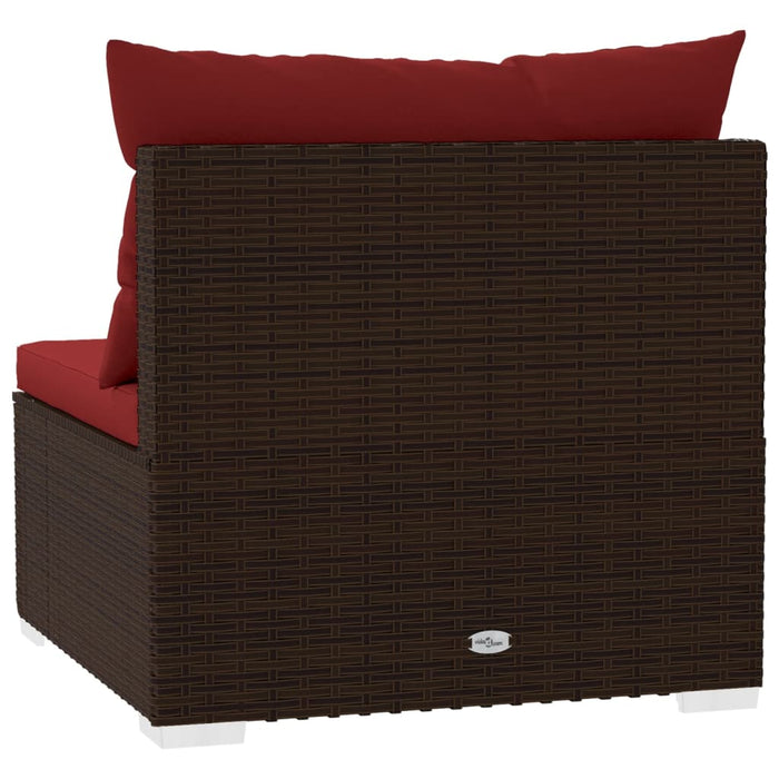 Divano a 3 Posti con Cuscini in Polyrattan Marrone 317550