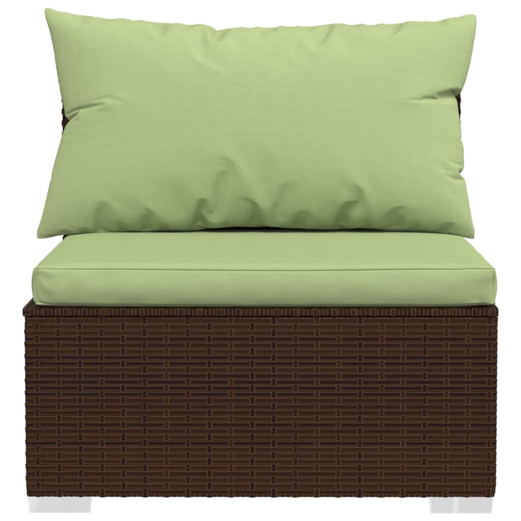 Divano a 3 Posti con Cuscini in Polyrattan Marrone cod mxl 34920