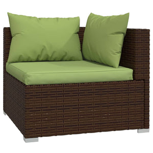 Divano a 3 Posti con Cuscini in Polyrattan Marrone cod mxl 34920