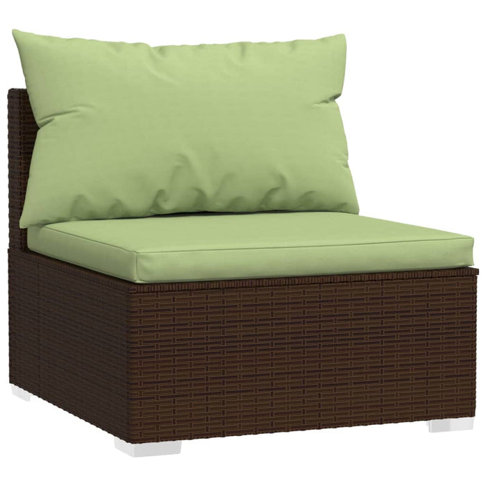 Set Divani da Giardino 4 pz con Cuscini in Polyrattan Marrone cod mxl 44469