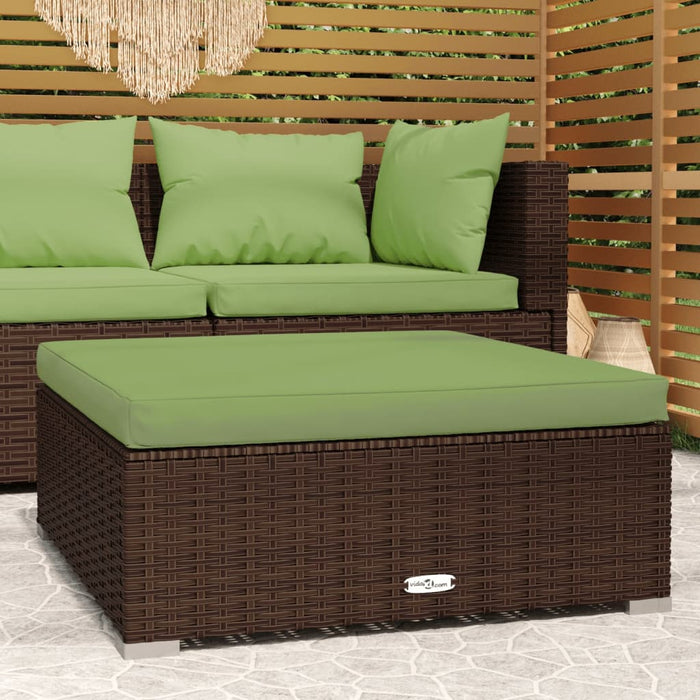 Poggiapiedi Giardino con Cuscino Marrone 70x70x30 cm Polyrattan cod mxl 71566