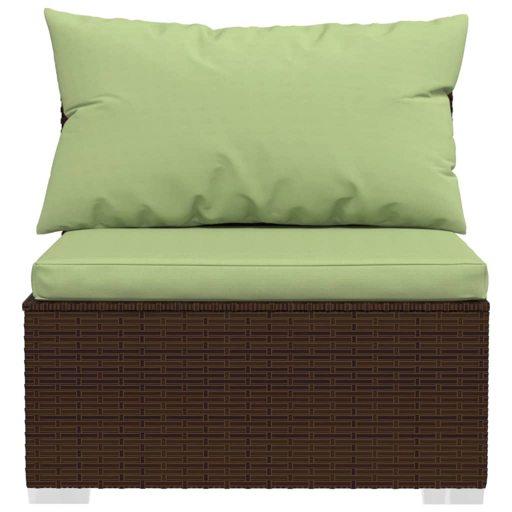 Divano a 3 Posti con Cuscini in Polyrattan Marrone cod mxl 35841