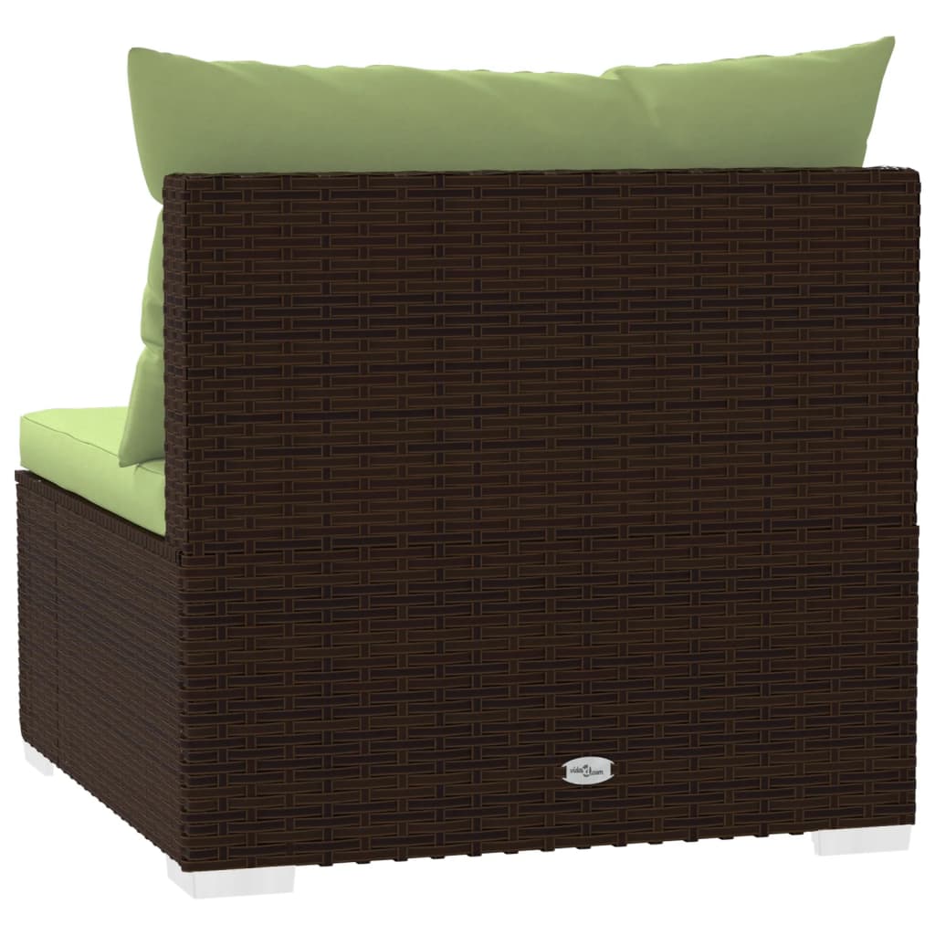 Divano a 3 Posti con Cuscini in Polyrattan Marrone 317561