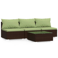 Set Divani da Giardino 4 pz con Cuscini in Polyrattan Marrone cod mxl 37783