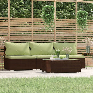 Set Divani da Giardino 4 pz con Cuscini in Polyrattan Marrone cod mxl 37783