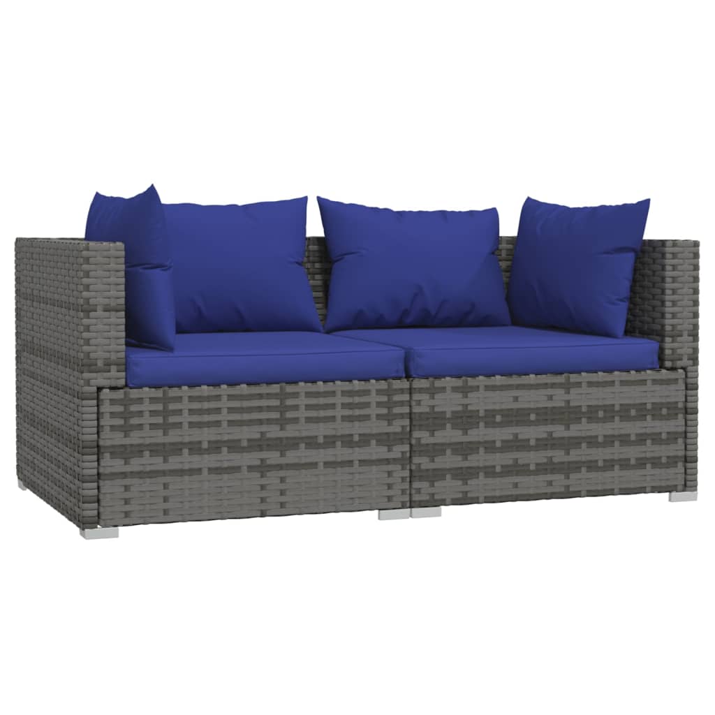 Divano a 2 Posti con Cuscini in Polyrattan Grigio cod mxl 35146