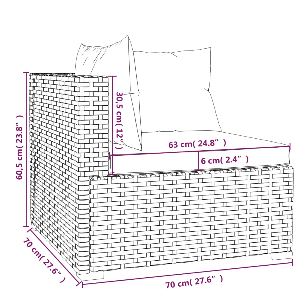 Set Divani da Giardino 4 pz con Cuscini in Polyrattan Grigio cod mxl 37785