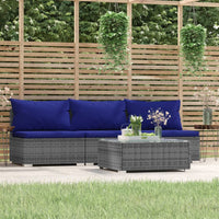 Set Divani da Giardino 4 pz con Cuscini in Polyrattan Grigio cod mxl 37786