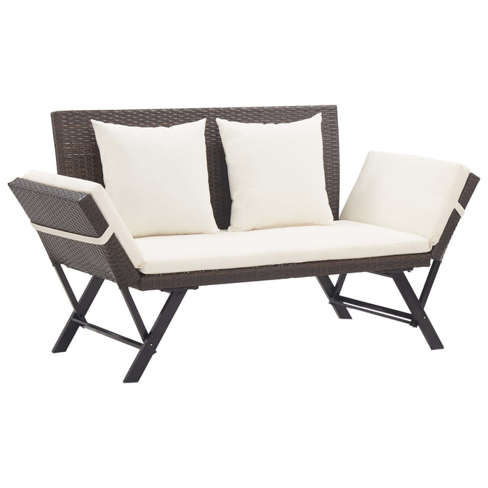 Panca da Giardino con Cuscini Marrone 176 cm in Polyrattan 317182