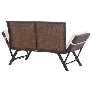 Panca da Giardino con Cuscini Marrone 176 cm in Polyrattan 317182