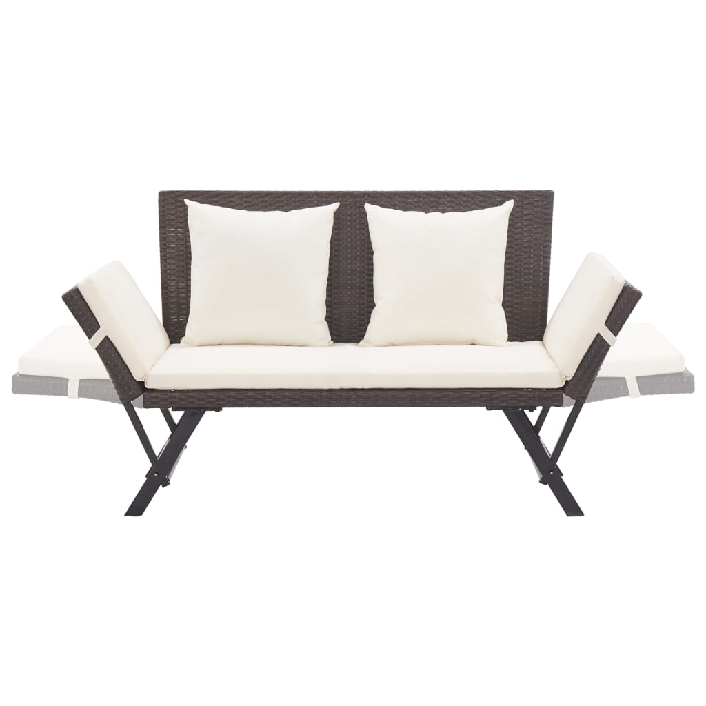 Panca da Giardino con Cuscini Marrone 176 cm in Polyrattan 317182