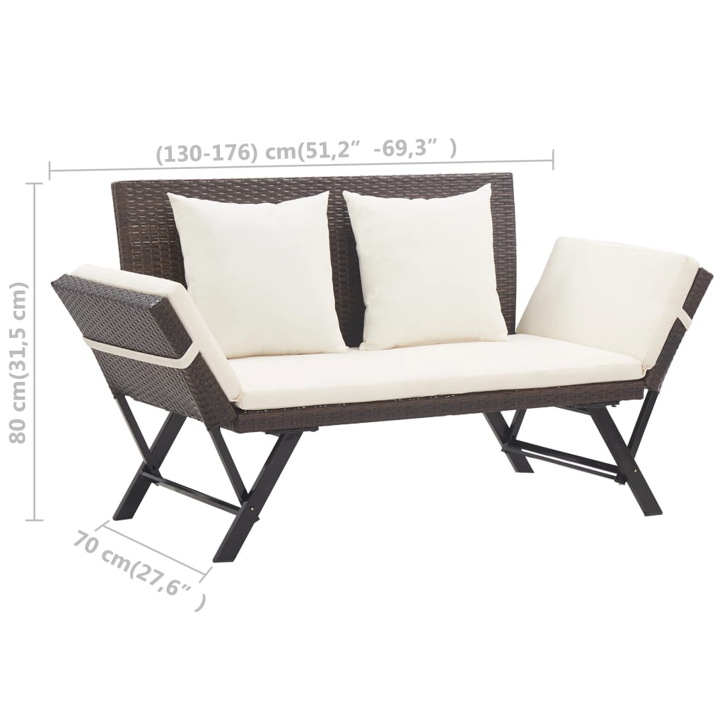 Panca da Giardino con Cuscini Marrone 176 cm in Polyrattan 317182