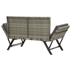 Panca da Giardino con Cuscini Grigi 176 cm in Polyrattan 317183