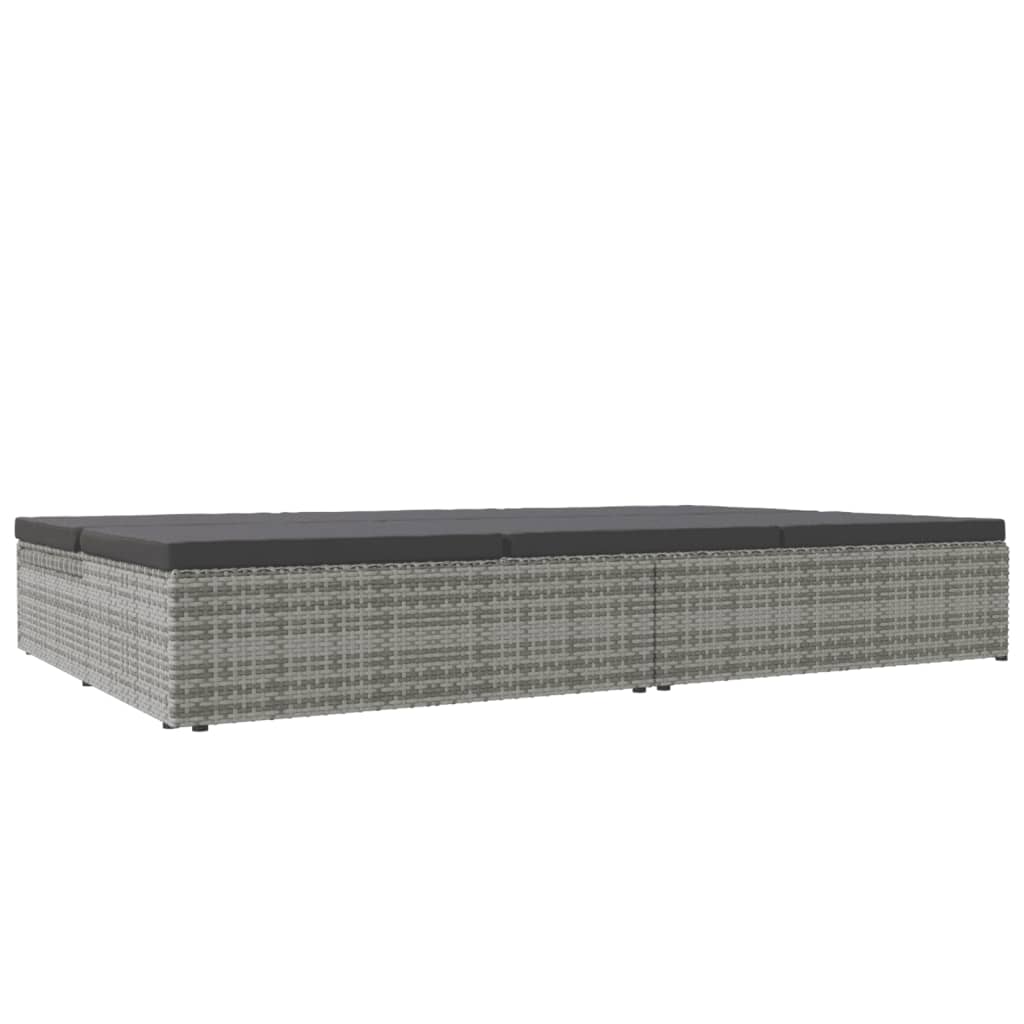 Lettino Reclinabile con Cuscini in Polyrattan Grigio Scuro cod mxl 71239