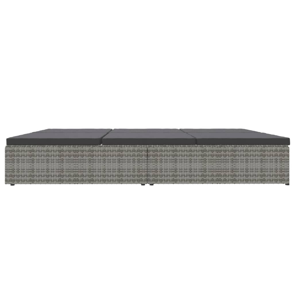 Lettino Reclinabile con Cuscini in Polyrattan Grigio Scuro cod mxl 71239