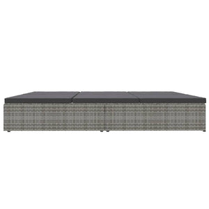 Lettino Reclinabile con Cuscini in Polyrattan Grigio Scuro cod mxl 71239