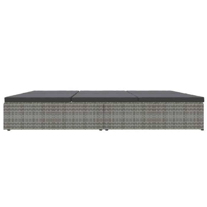 Lettino Reclinabile con Cuscini in Polyrattan Grigio Scuro cod mxl 71239