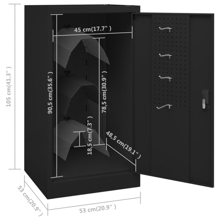 Armadio Porta Sella Nero 53x53x105 cm in Acciaio 339605