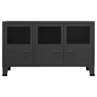 Credenza Nera Industriale 105x35x62 cm in Metallo e Vetro cod mxl 8095