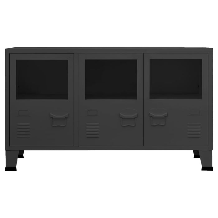 Credenza Nera Industriale 105x35x62 cm in Metallo e Vetro cod mxl 8095