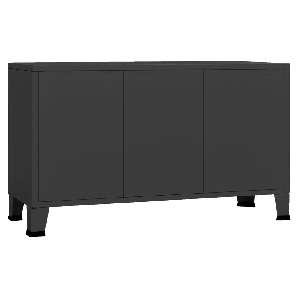 Credenza Nera Industriale 105x35x62 cm in Metallo e Vetro cod mxl 8095