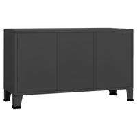 Credenza Antracite Industriale 105x35x62 cm in Metallo e Vetro 339610