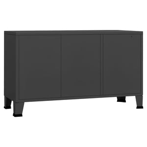 Credenza Antracite Industriale 105x35x62 cm in Metallo e Vetro 339610