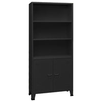 Libreria Industriale Nera 80x32x180 cm in Acciaio