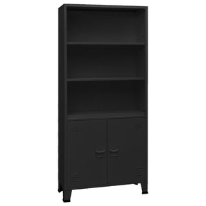 Libreria Industriale Nera 80x32x180 cm in Acciaio